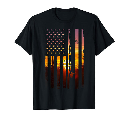 American Flag Fish Fisher Fisherman Funny Bass Fishing USA T-Shirt