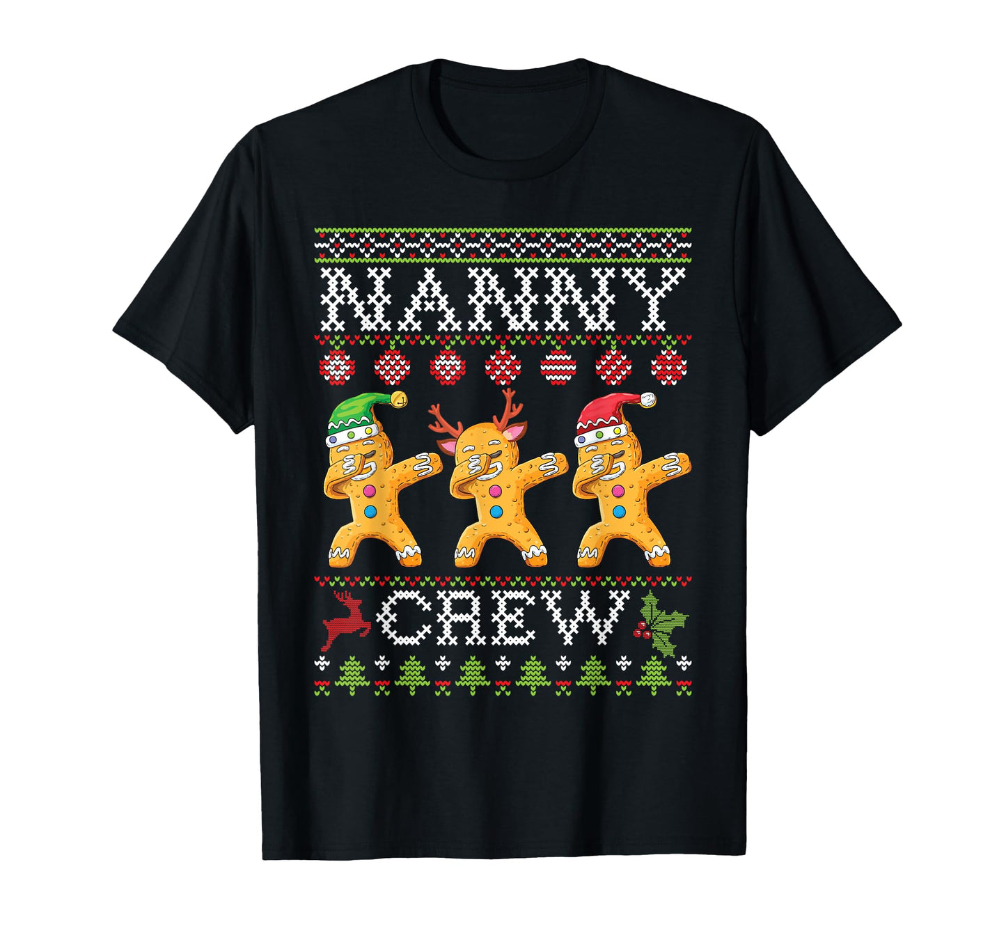 Gingerbreads Dabbing Together Nanny Crew Christmas Family T-Shirt