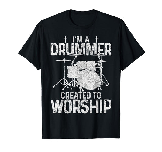 Drummer Drum Kit Cross Christian Drummer Gift T-Shirt