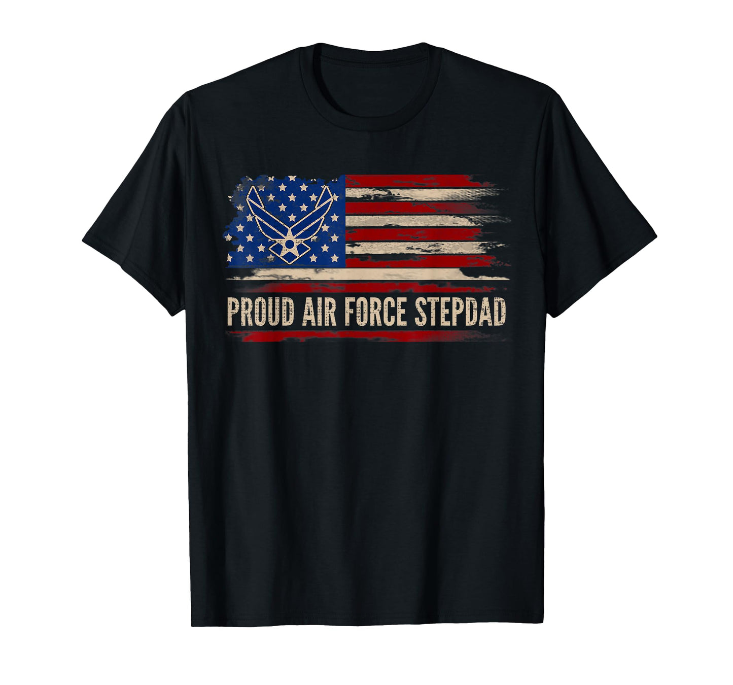 Vintage Proud Air Force Stepdad American Flag Veteran Gift T-Shirt