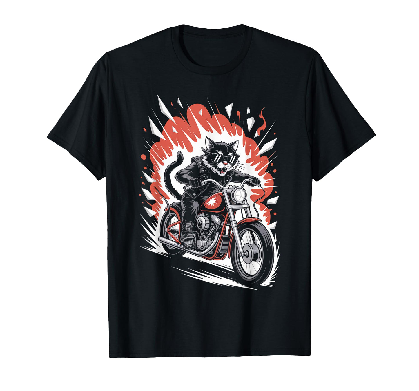 Cat Biker Riding Motorcycle Men Vintage Outfit Rider T-Shirt