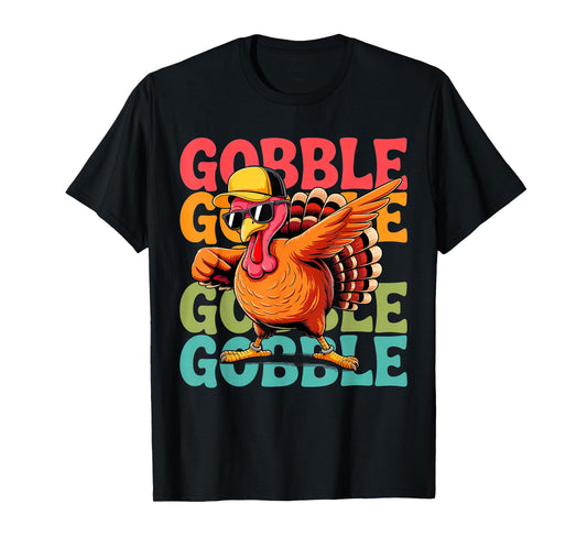 Funny Thanksgiving Turkey Dab Gobble Vintage for Boys Kids T-Shirt