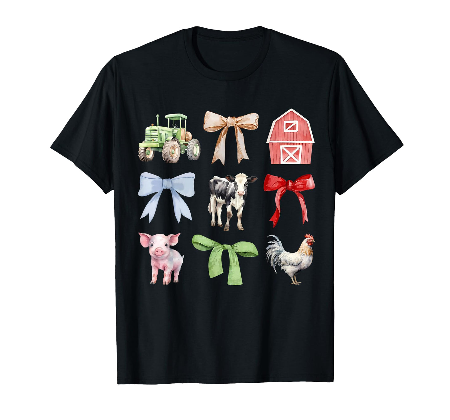 Cute Farm Animals Cow Pig Chicken Coquette Farmer Country T-Shirt