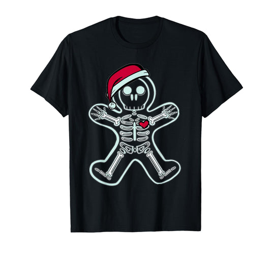 Christmas XRay Gingerbread Man Skeleton Santa Hat Radiology T-Shirt