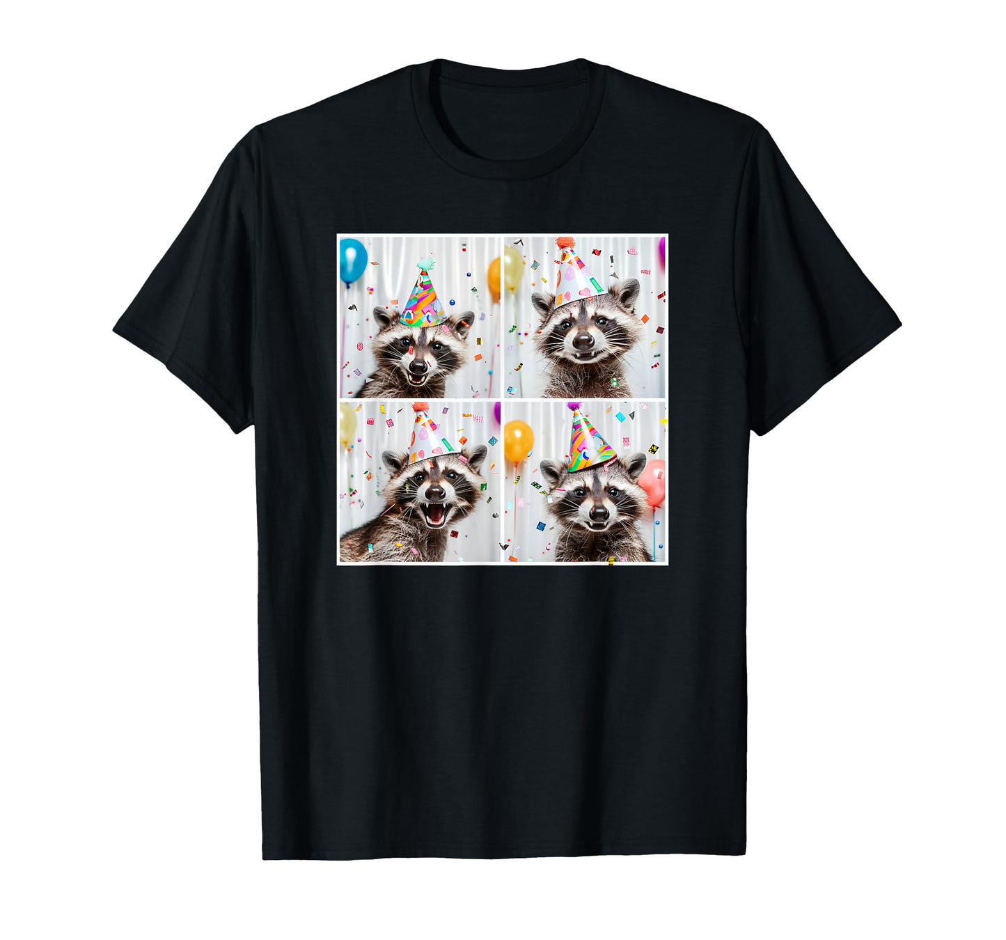 Cute Raccoon in Birthday Hat Funny Unique Raccoon Birthday T-Shirt