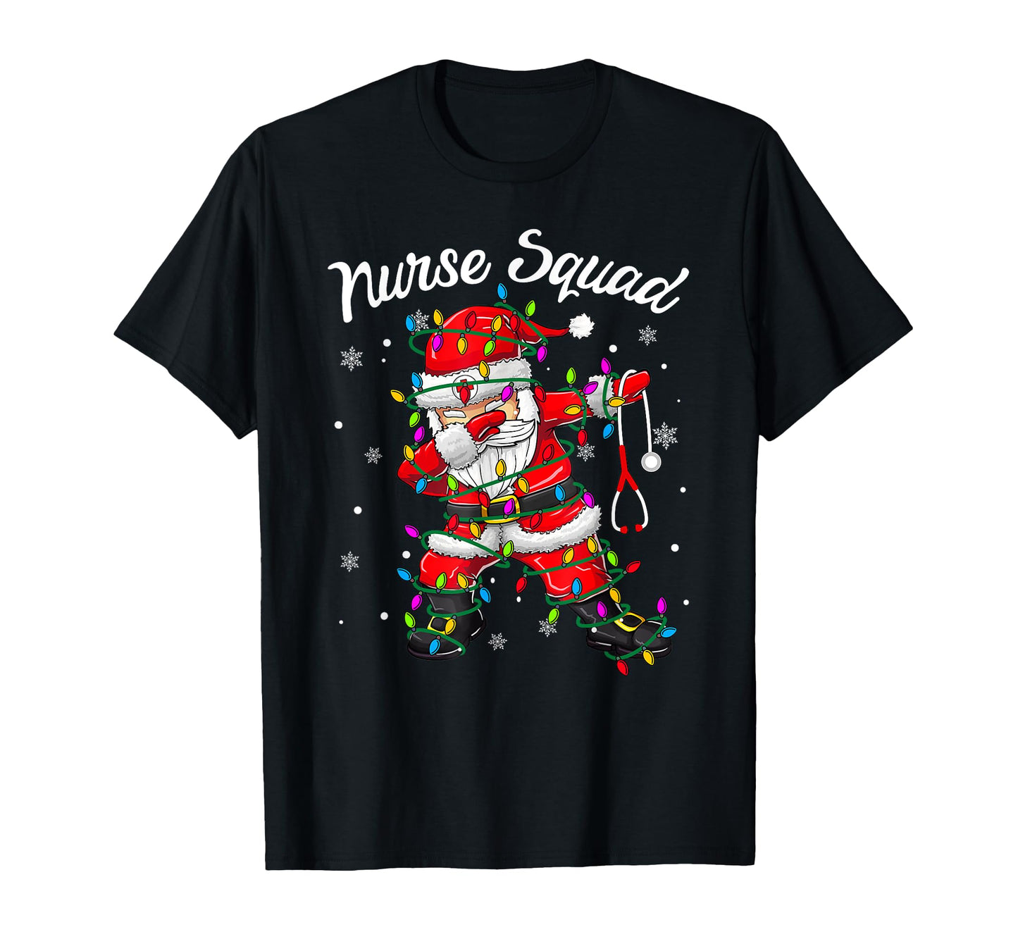 Christmas Scrub Xmas Light Dabbing Santa Scrubs Nurse Squad T-Shirt