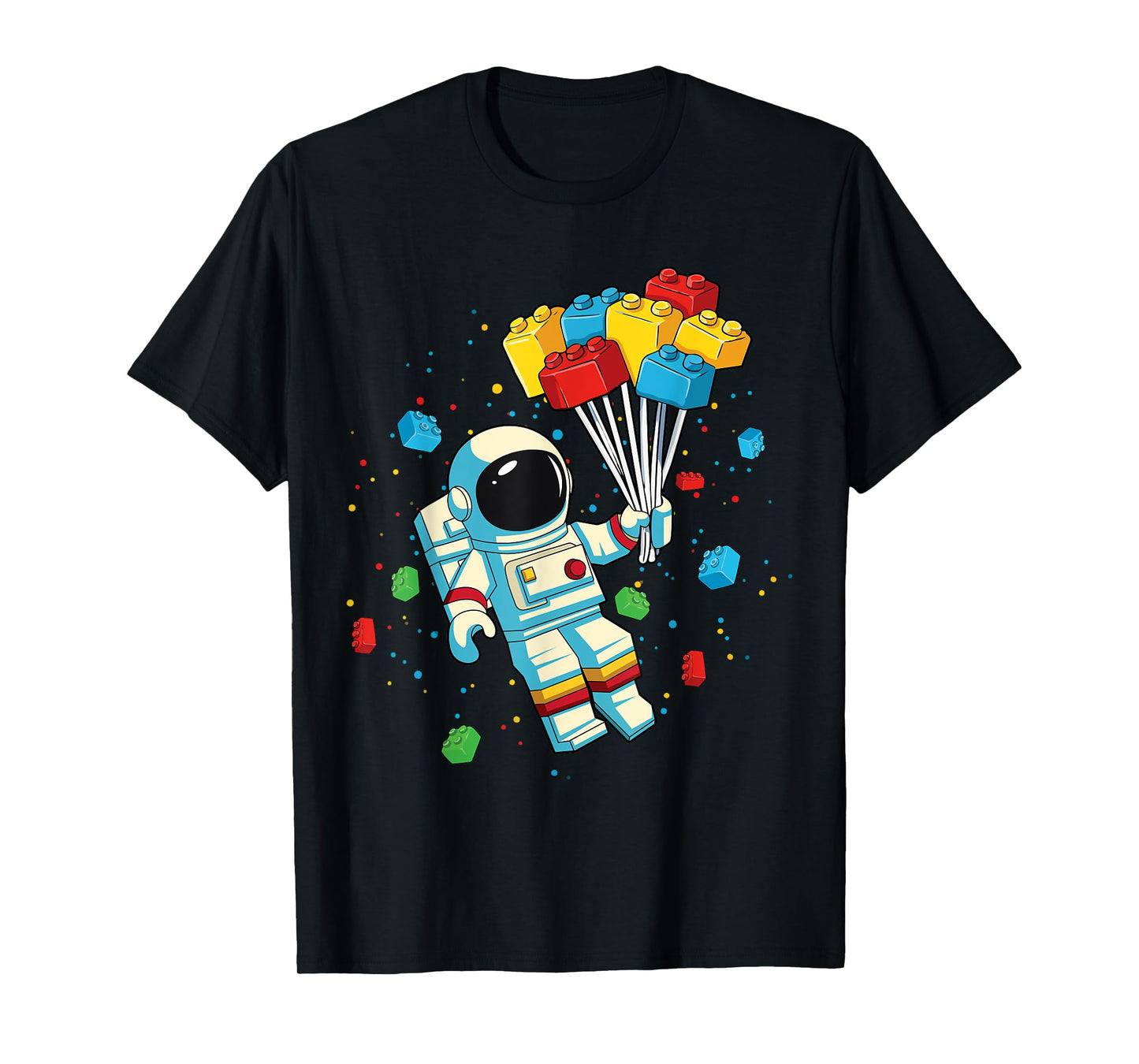 Space Astronaut Colorful Block Building Brick Builder T-Shirt