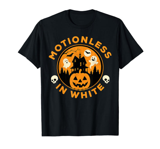Halloween Pumpkin Scary Motionlesses Funny in White Costume T-Shirt