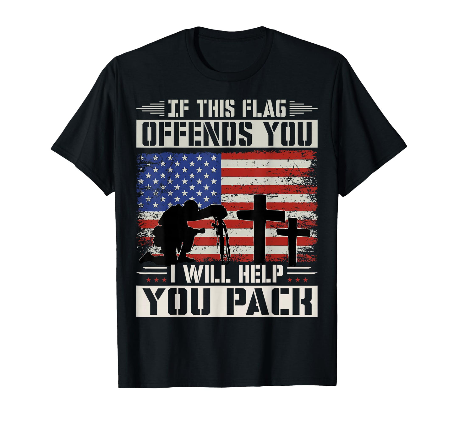 If This Flag Offends You I'll Help You Pack US Flag T-Shirt