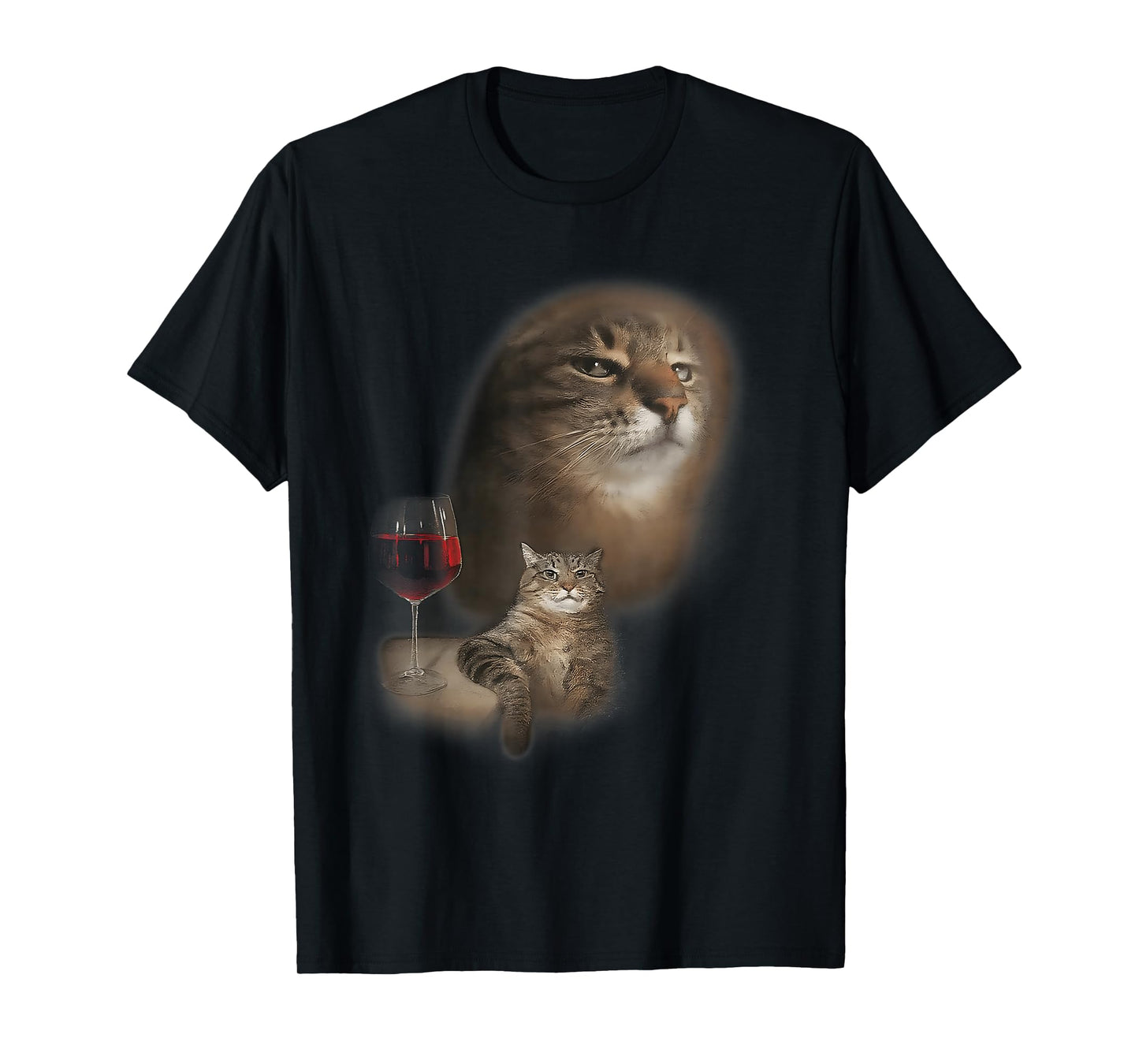 Funny Wine Cat Art Cats Drinking Silly Goofy Ahh Dank Meme T-Shirt