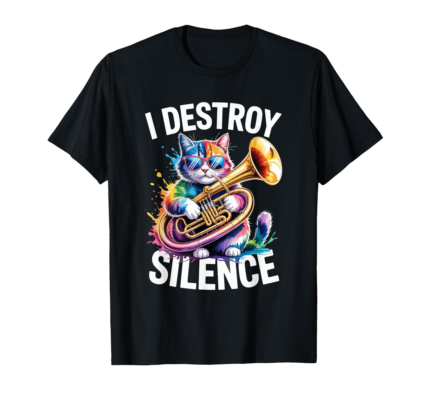 Cat I Destroy Silence Tuba Tubist T-Shirt