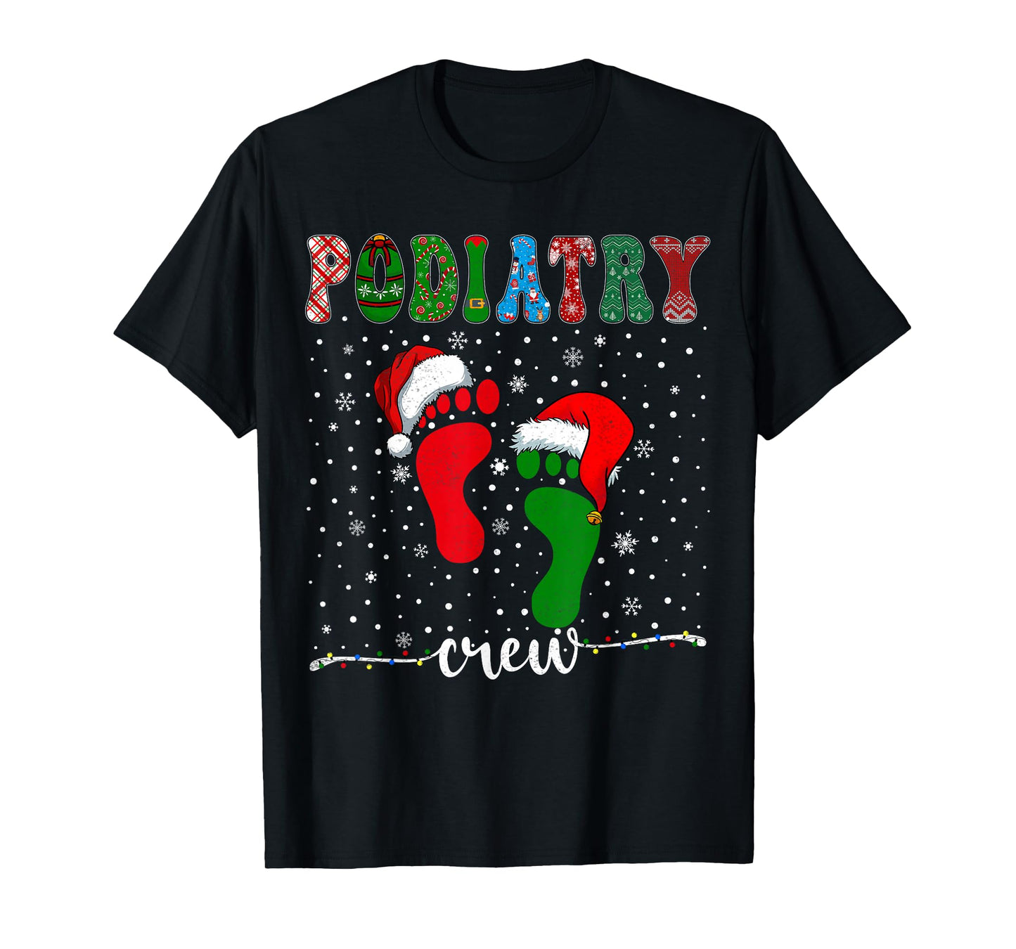 Christmas Footprint Doctor Podiatrist Podiatry Crew Xmas T-Shirt