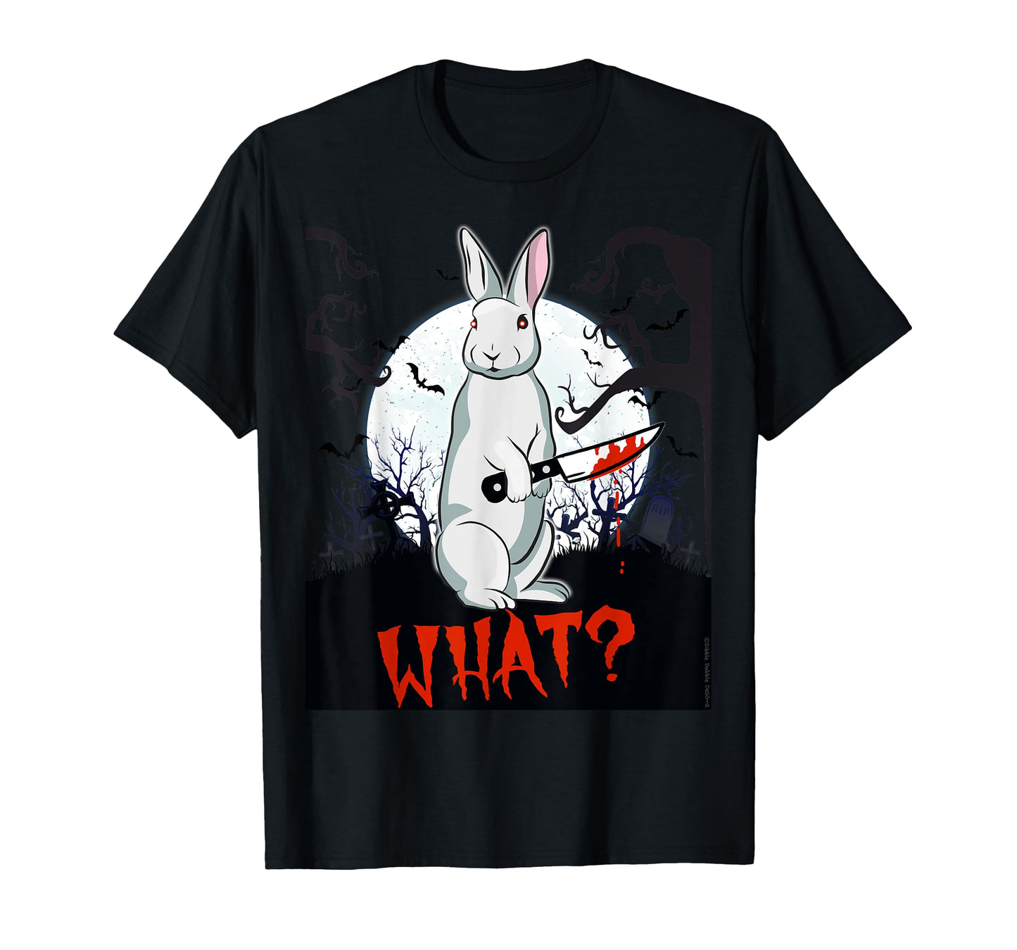 Halloween Killer Rabbit with Knife WHAT? - Adult Halloween T-Shirt