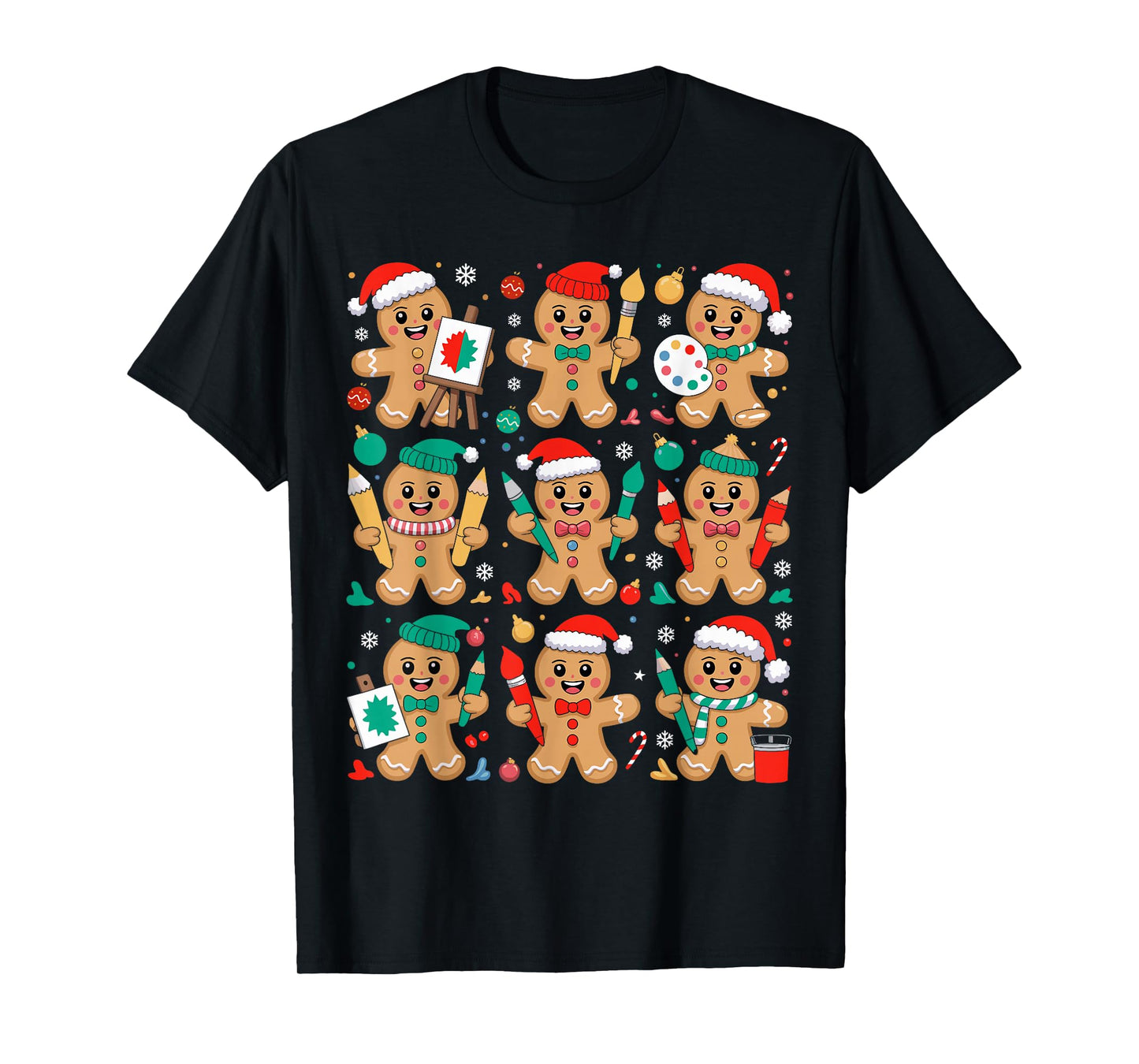 Art Teacher Christmas Gingerbread Artists Painter Xmas T-Shirt
