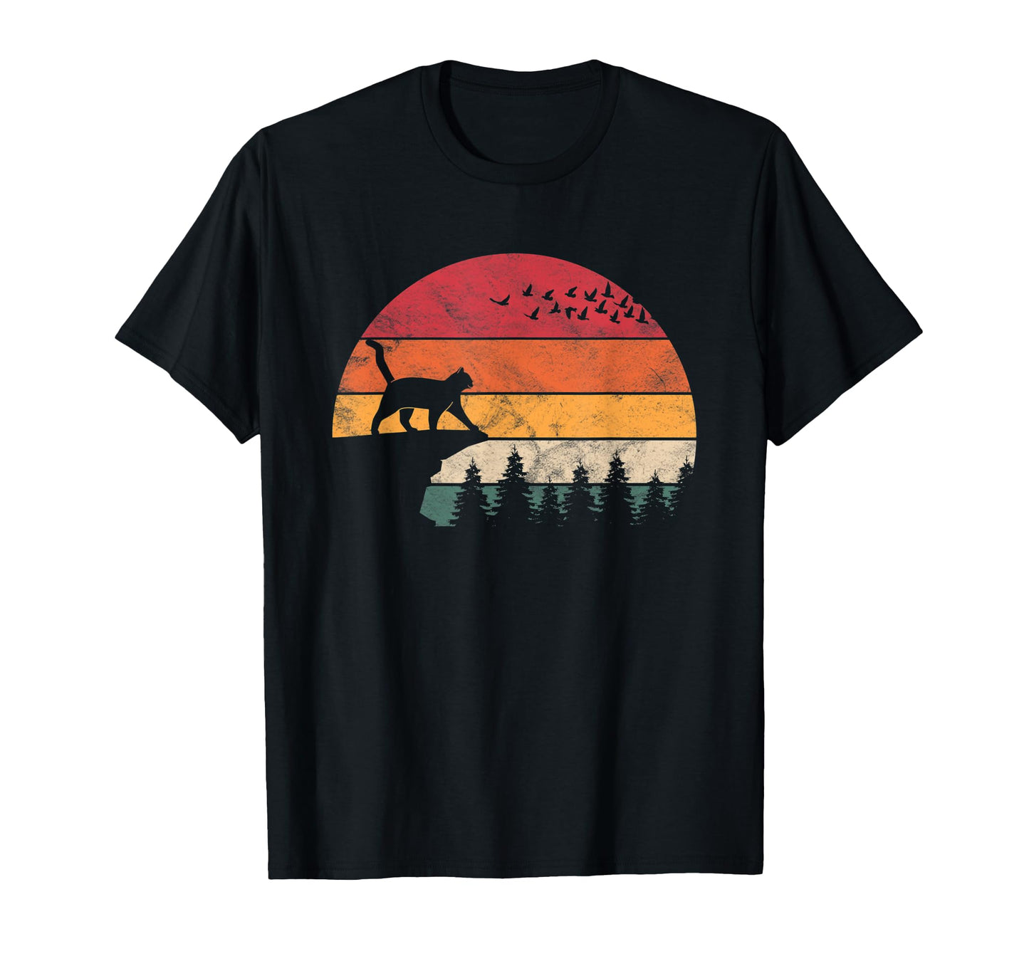 Cat Retro Sunset Cat Lover For Men and Women T-Shirt