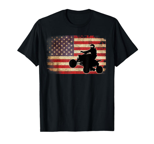 American USA Flag Quad Bike Four Wheeler Gift T Shirt Women Kids Men T-Shirt