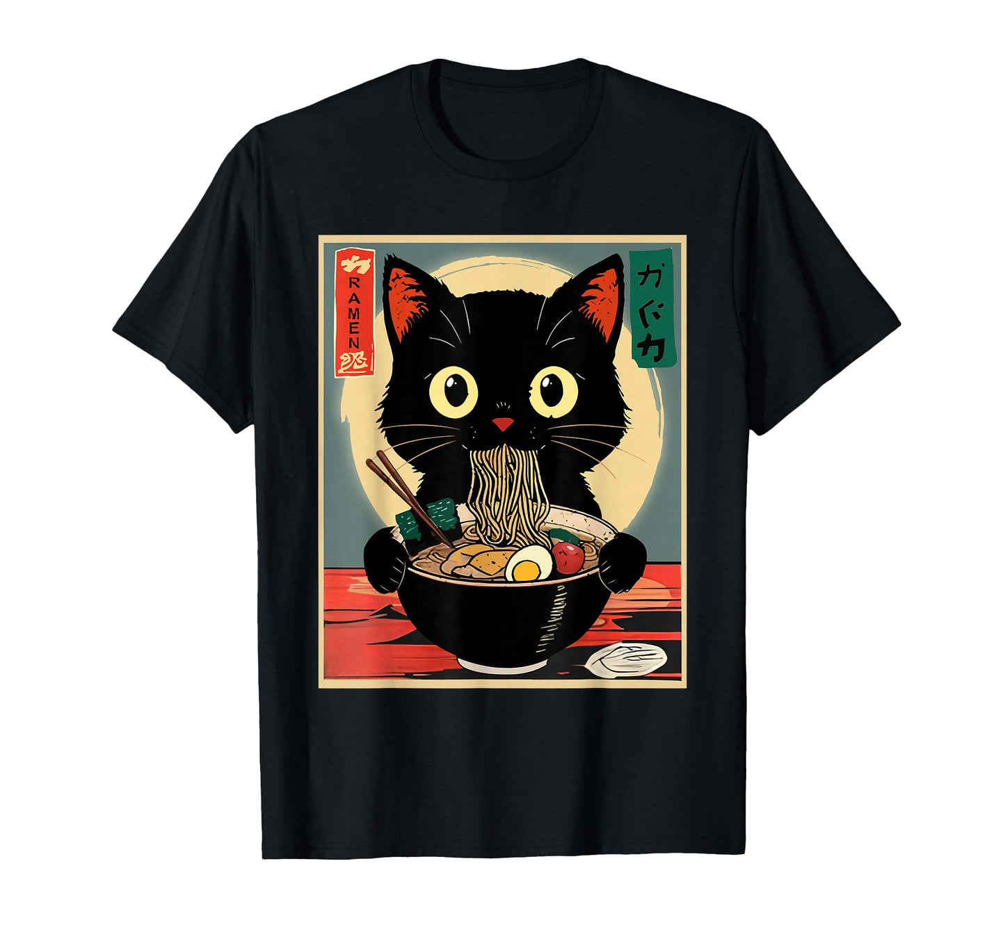 Kawaii Cat Anime Gifts Cat Ramen Graphic Tee Japanese T-Shirt