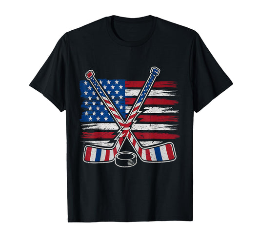 Patriotic Ice Hockey 4th of July USA Independence Day T-Shirt