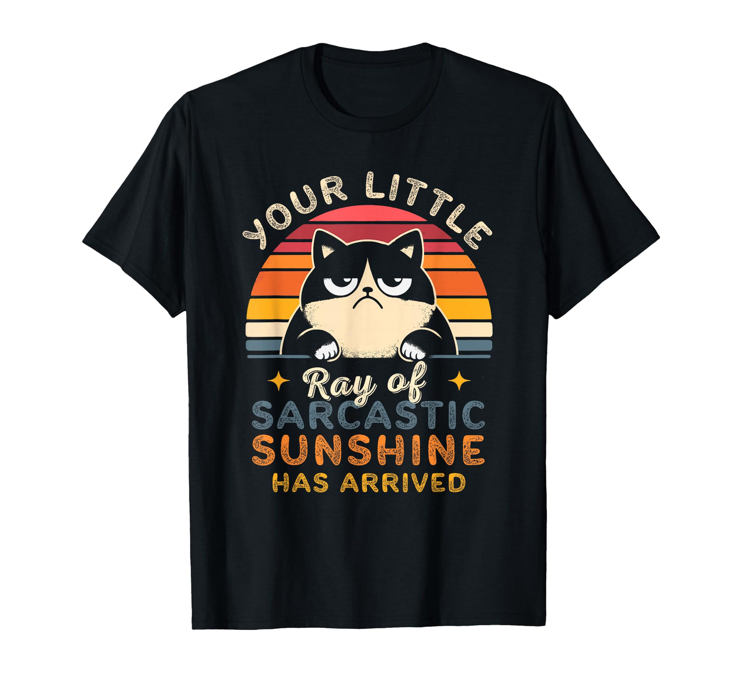 Sarcasm Retro Sunset Quote Ray Of Sarcastic Sunshine Cats T-Shirt