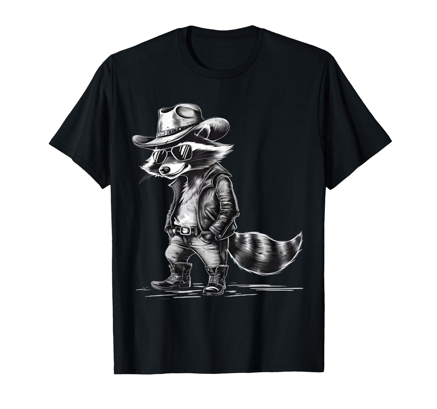 Cool Raccoon Cowboy Cowgirl Punk Racoon Meme Western Country T-Shirt