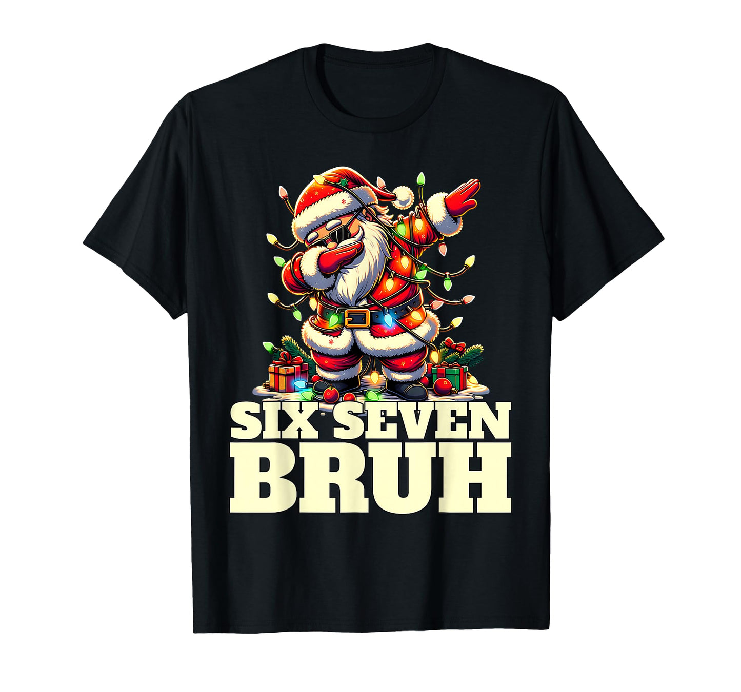 Funny Six Seven Christmas 6-7 Meme Santa 6 7 Six Seven Bruh T-Shirt