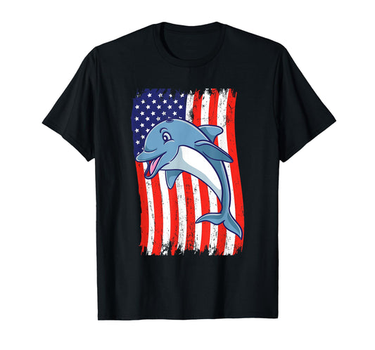 American Flag Dolphin Lover T-Shirt