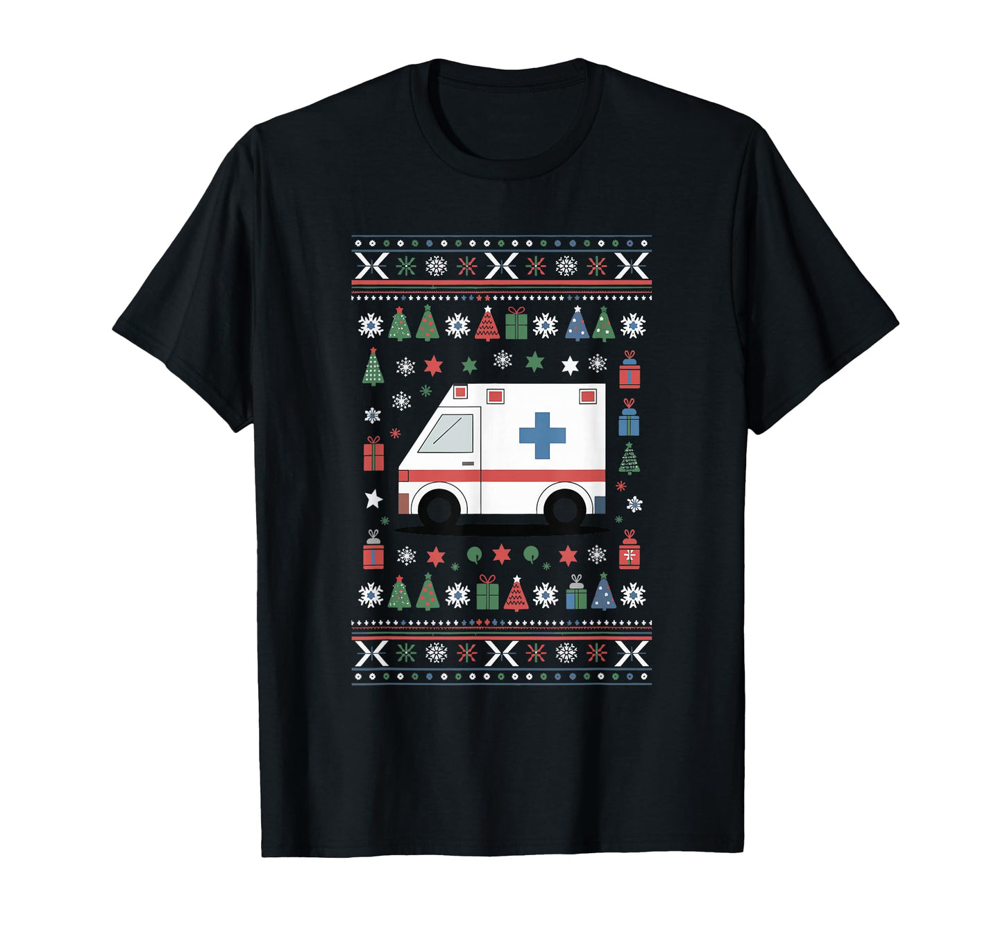 Ambulance Ugly Christmas Emergency Medical Technician T-Shirt