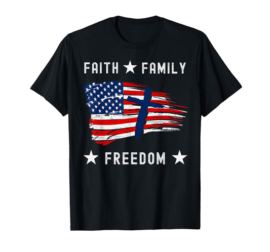 Faith Family Freedom America Patriotic Christian T-Shirt
