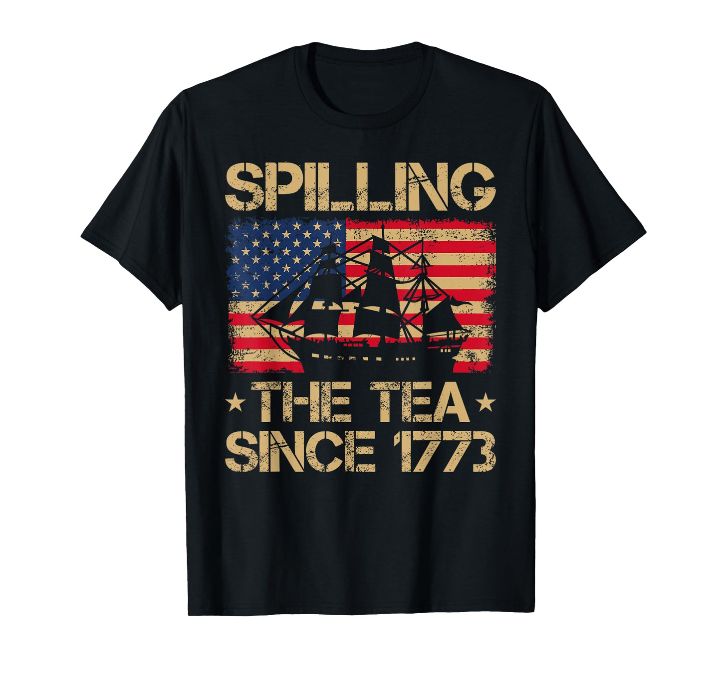 Spilling The Tea Since 1773 Vintage Us Flag 4th Of July T-Shirt