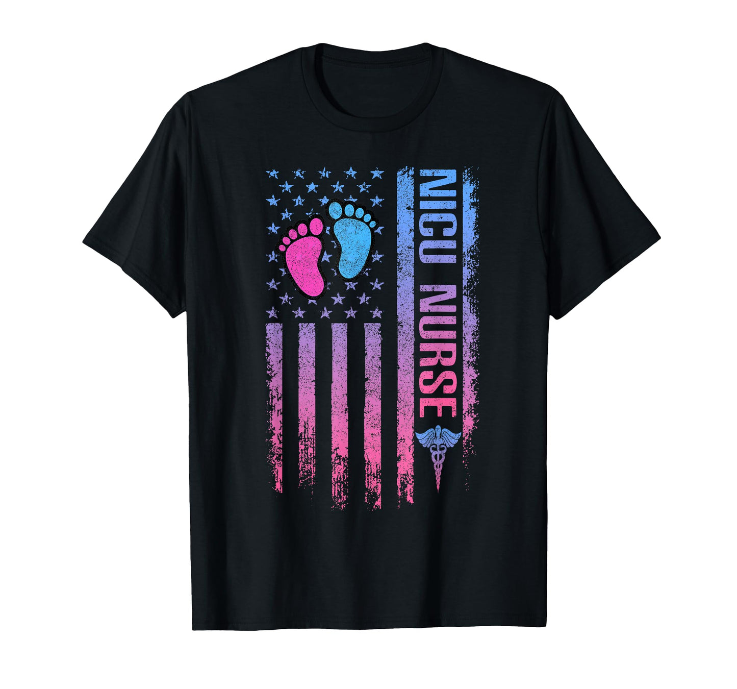 Cute American Flag - Patreotic NICU Nurse T-Shirt