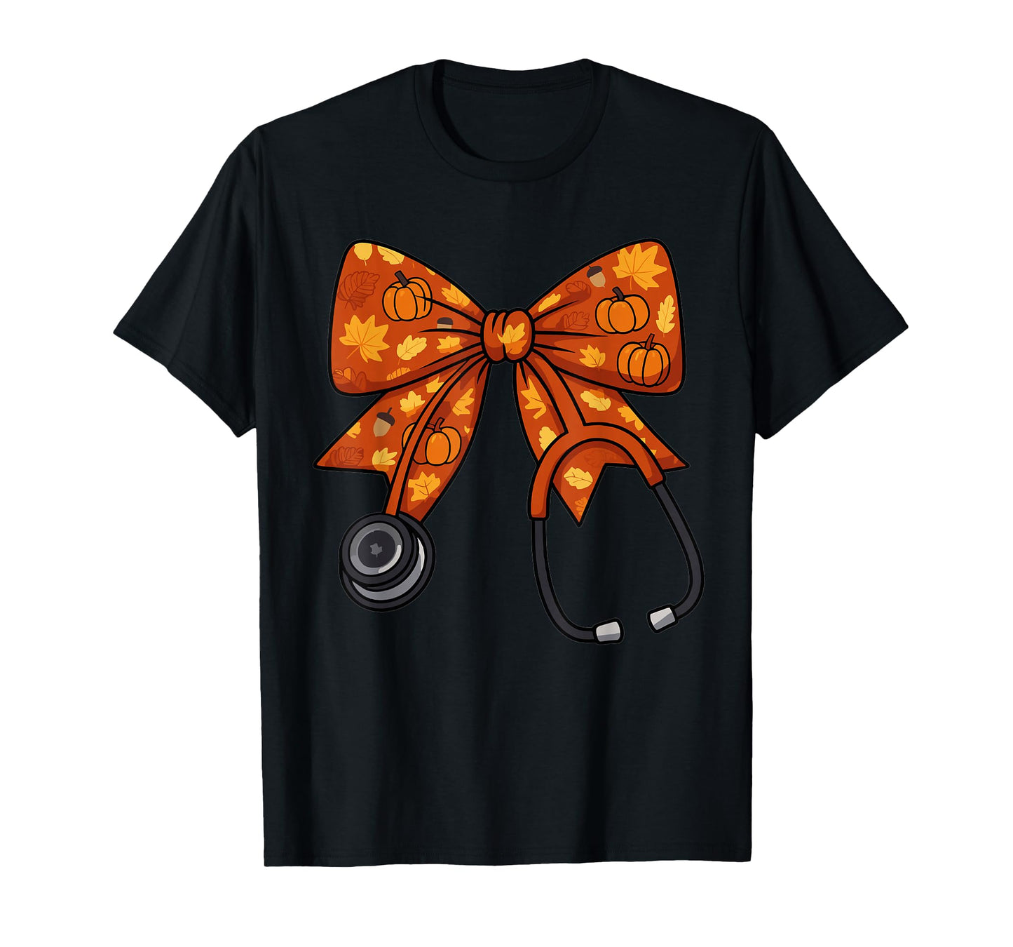 Cute Fall Nurse Coquette Bow Stethoscope Autumn Doctor T-Shirt