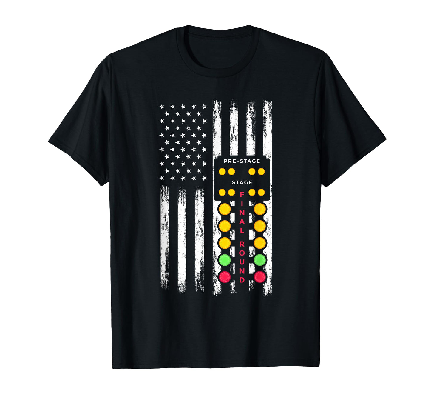 American Flag Drag Racing Strip Tree Light Dragster T-Shirt