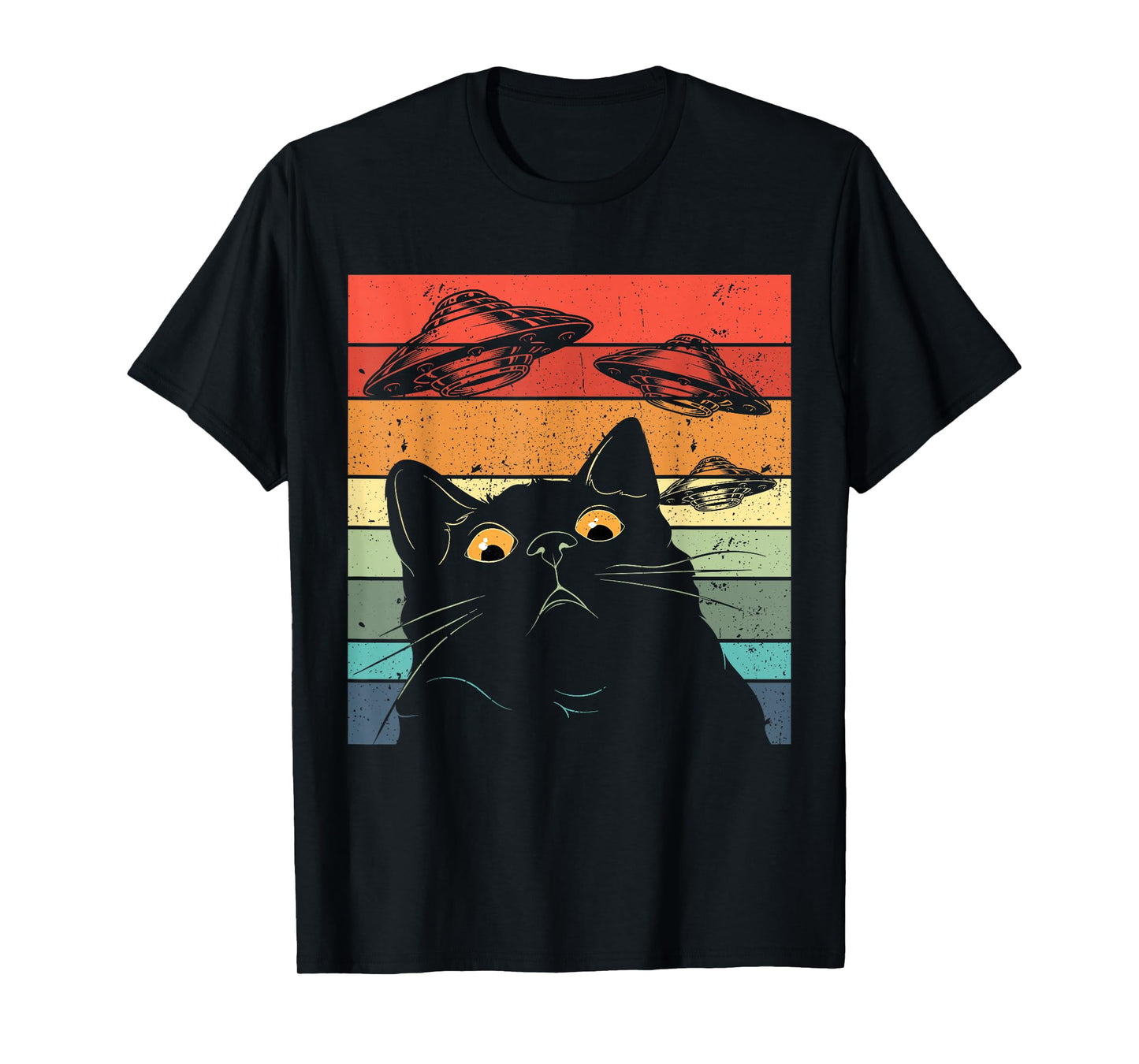 Funny Cat Tee, Galaxy Cat Shirt Spaceship Alien Cat UFO T-Shirt