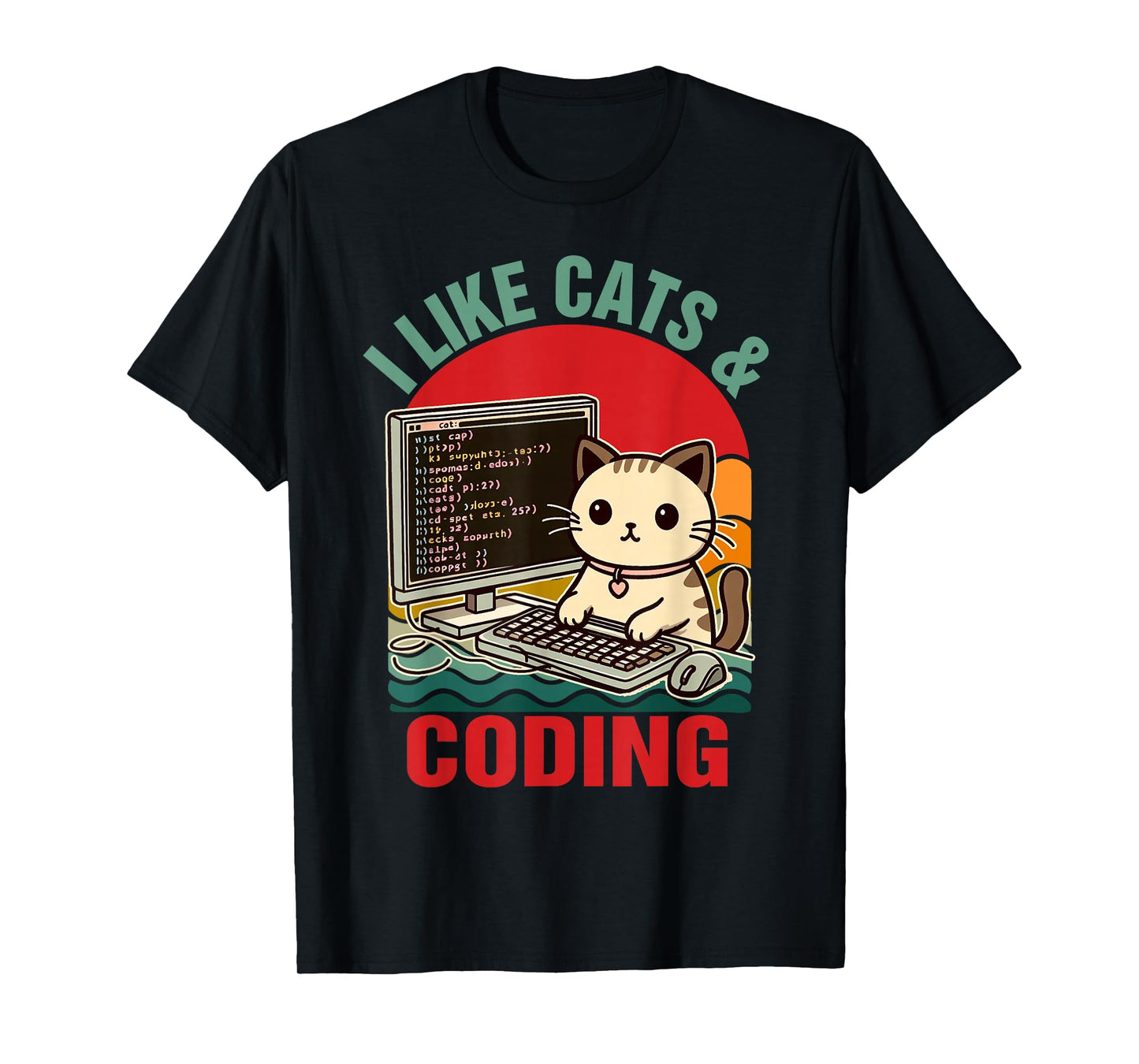 Coder Programmer Cat Lover Cat Dad I Like Cats & Coding T-Shirt