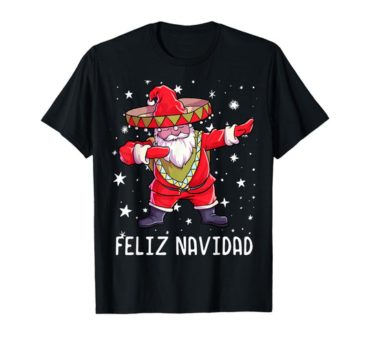 Christmas Sombrero Poncho Mexican Dabbing Santa T-Shirt