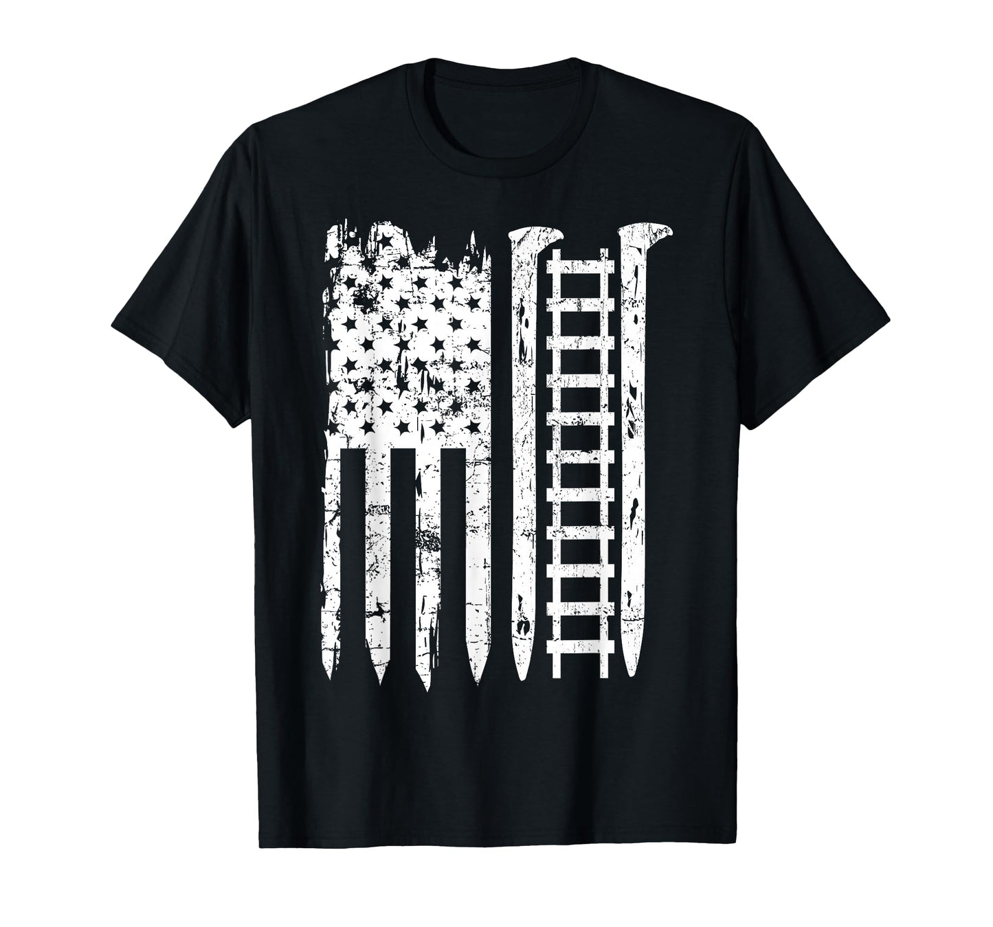 Railroad Spike American Flag Train Gift for Railway Workers T-Shirt