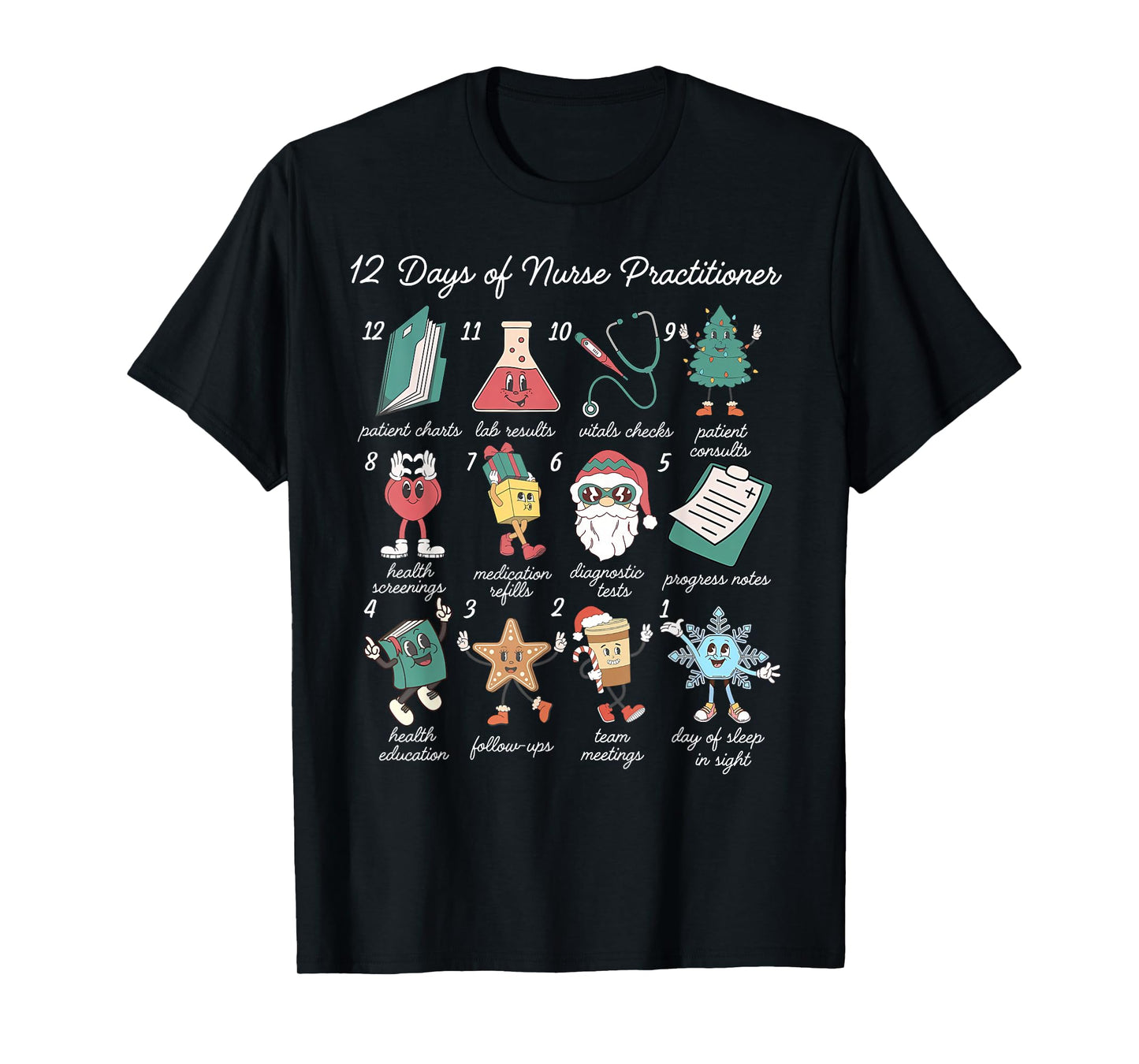 12 Days of Nurse Practitioner Medical NP Nursing Christmas T-Shirt