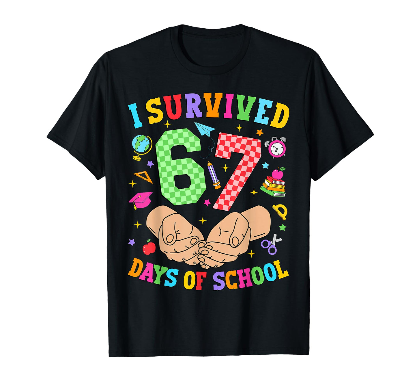 I Survived 67 Days of School Funny Six Seven 6 7 Meme Kids T-Shirt