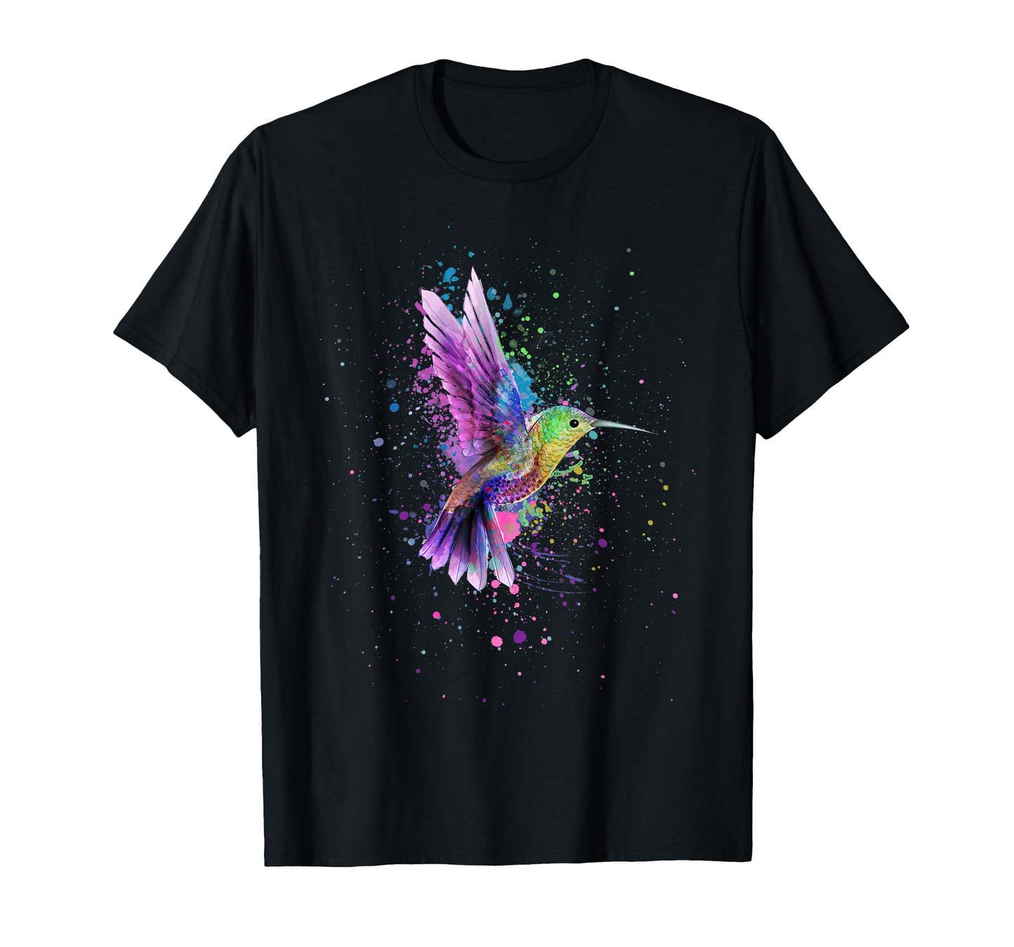 Hummingbird Watercolor Art Design T-Shirt Small
