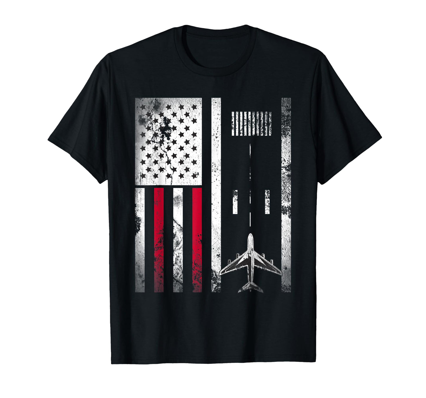 Vintage Airplane USA Flag Aviation Gift for Pilot Veteran T-Shirt for Women Men
