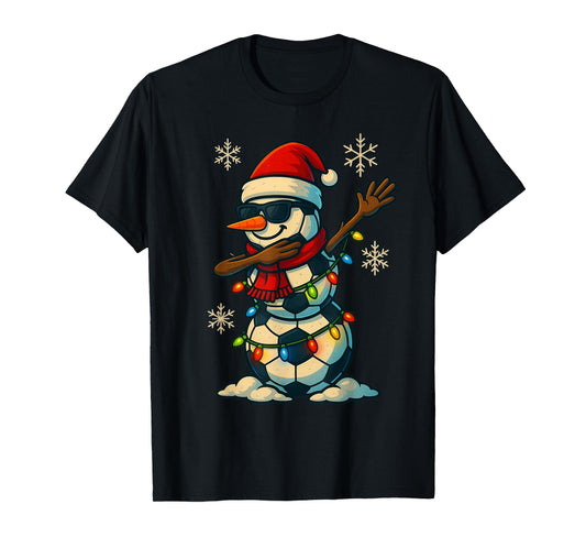 Soccer Balls Snowman Dabbing Funny Christmas Cute Boys Kids T-Shirt