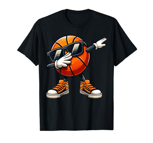 Dabbing Basketball Ball Sunglasses Funny Basketball T-Shirt