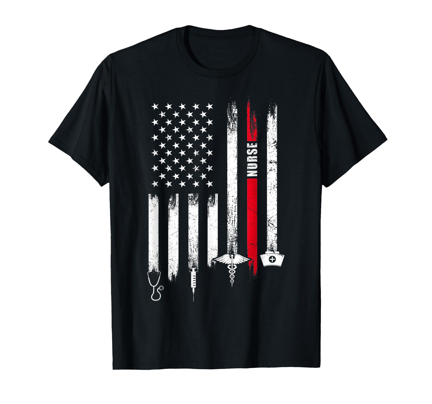 Funny American Flag Nurse Day Gift Idea T-Shirt Small