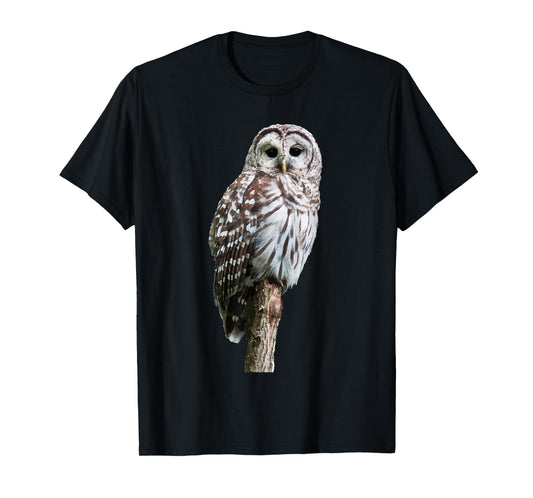 Barred Owl Bird Graphic Tee | Birder Birding | Cute Owl Gift T-Shirt