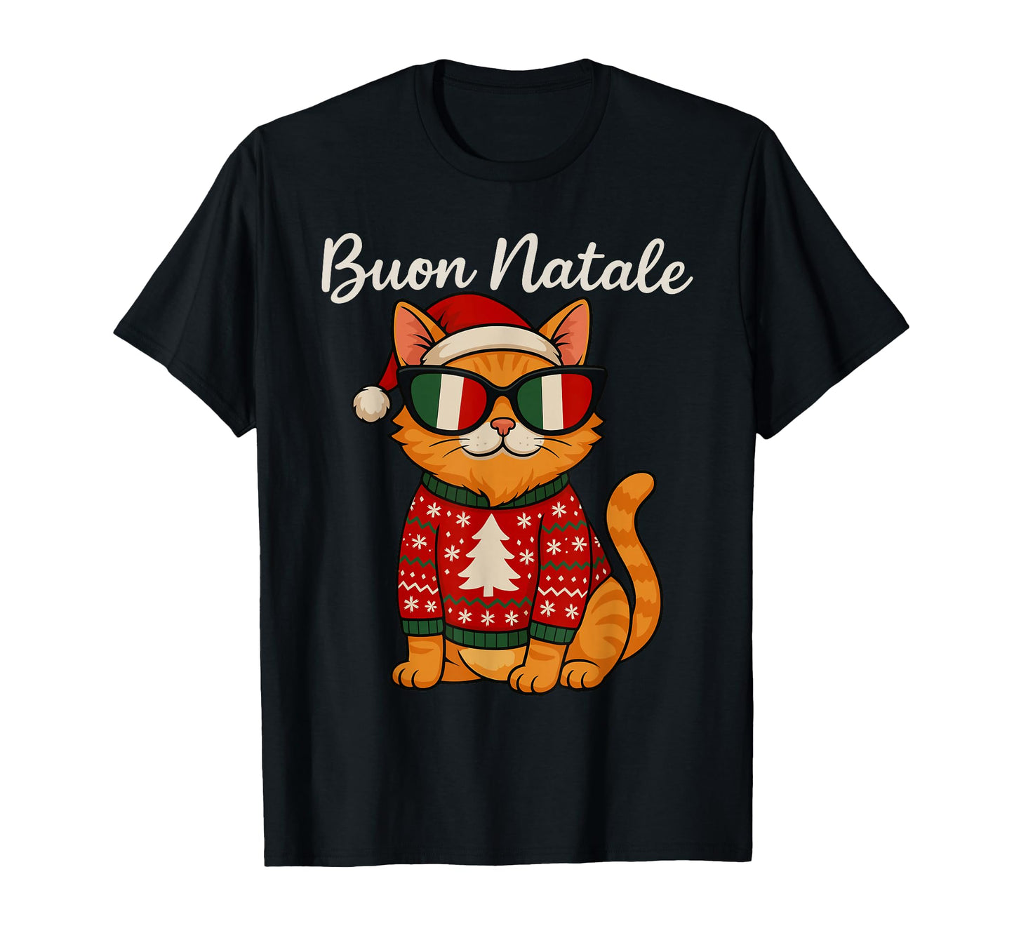 BUON Natale Italian Cat Christmas, Italy Pride Holiday T-Shirt