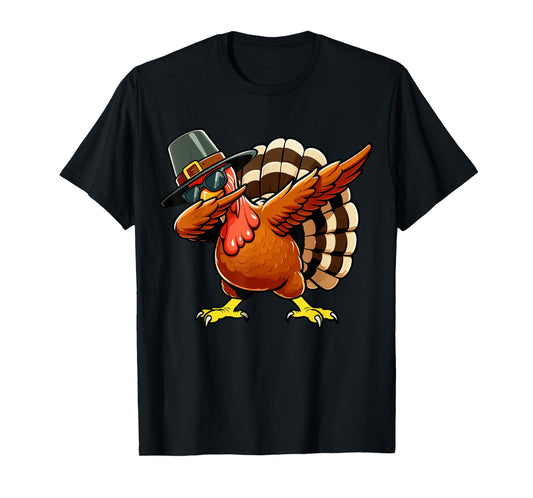 Dabbing Turkey Thanksgiving Boys Men Funny Thanksgiving T-Shirt