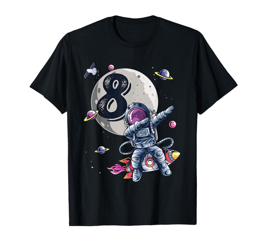 8 Years Old Birthday Boy Astronaut Gifts Space 8th B-Day T-Shirt