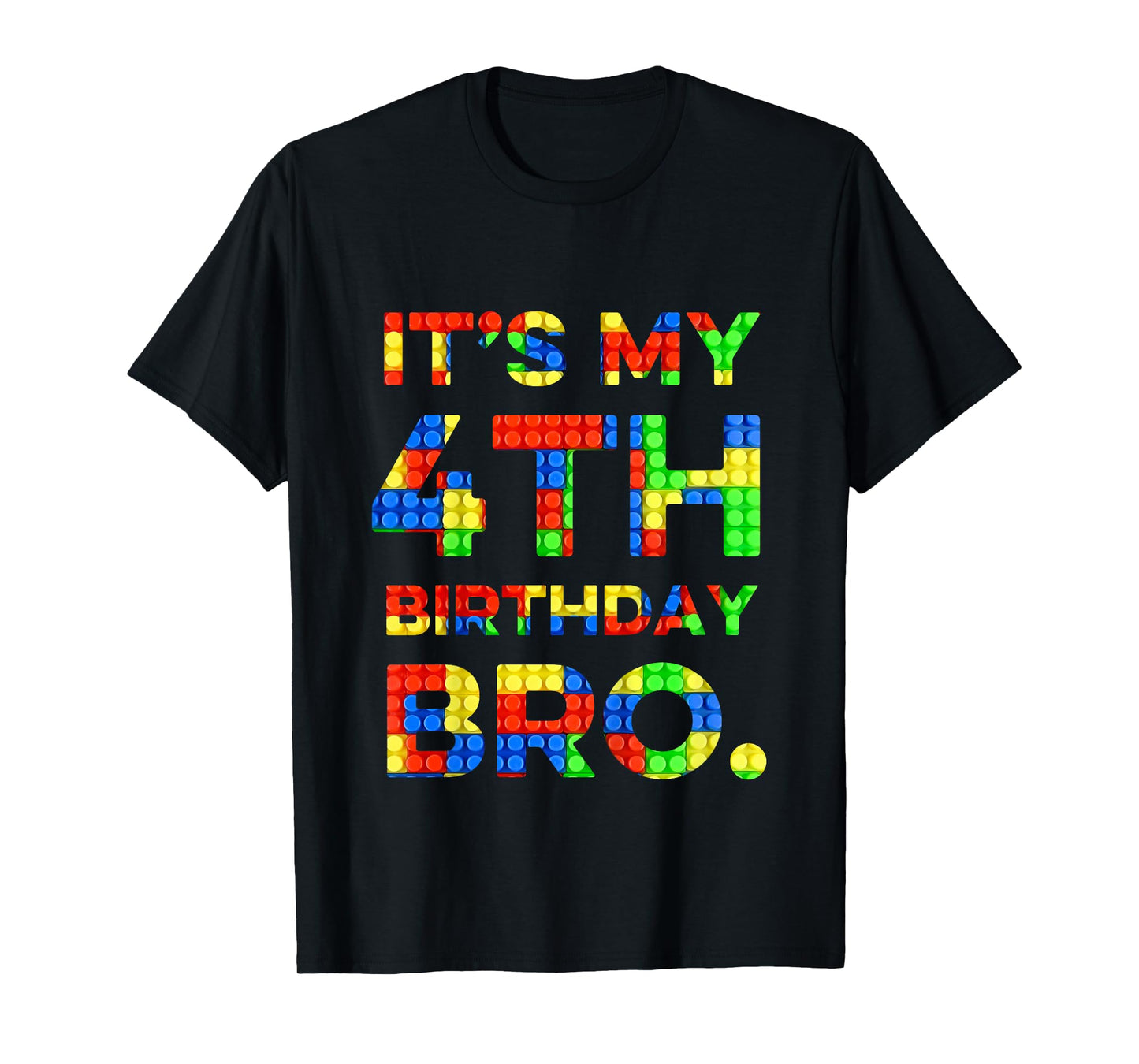 Kids Cute 4th Birthday Shirt 4 Years Old Block Building Boys T-Shirt