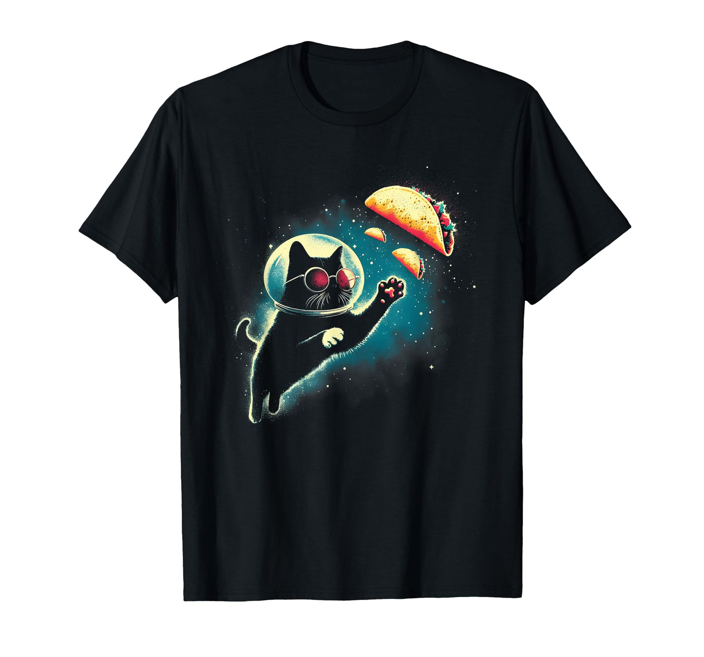 Cat In Space Grabs Tacos - Funny Kitten Space Taco Lover T-Shirt