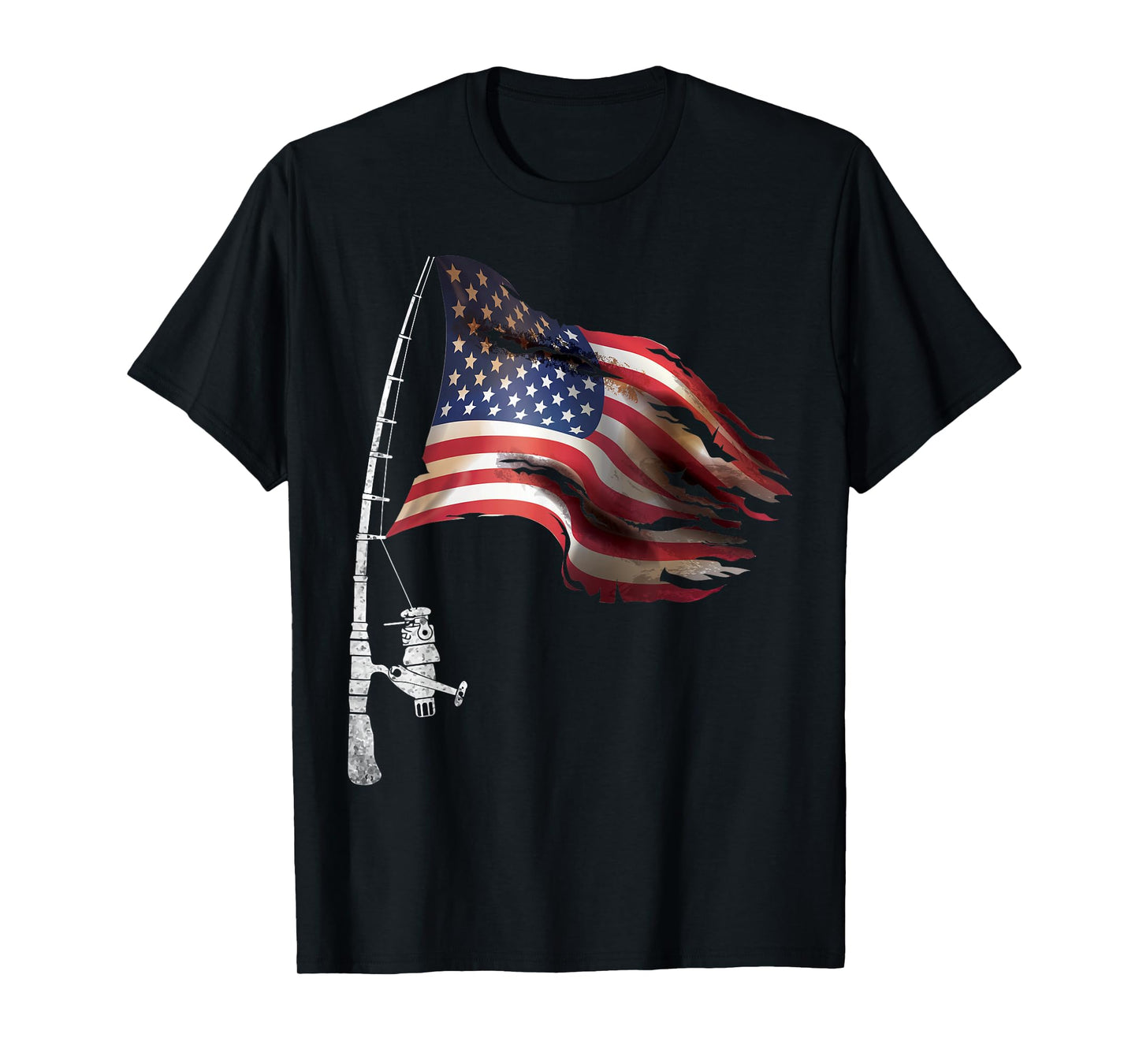 Fishing American Flag Fisherman Patriotic Day 4th of July T-Shirt